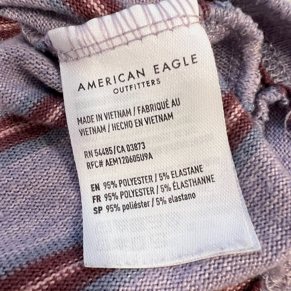 American eagle long sleeve soft knit sweater shirt Purple Maroon stripe sz Small - Picture 5 of 6